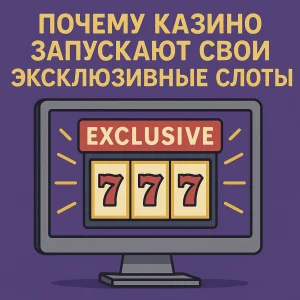 Монитор с эксклюзивным слотом и символами «777» на фоне, излучающем свет — визуализация запуска уникальных игровых автоматов казино.